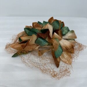 Vintage‎ Fascinator Women's Hat Netting Church Costume Union Made Velvet Leaves